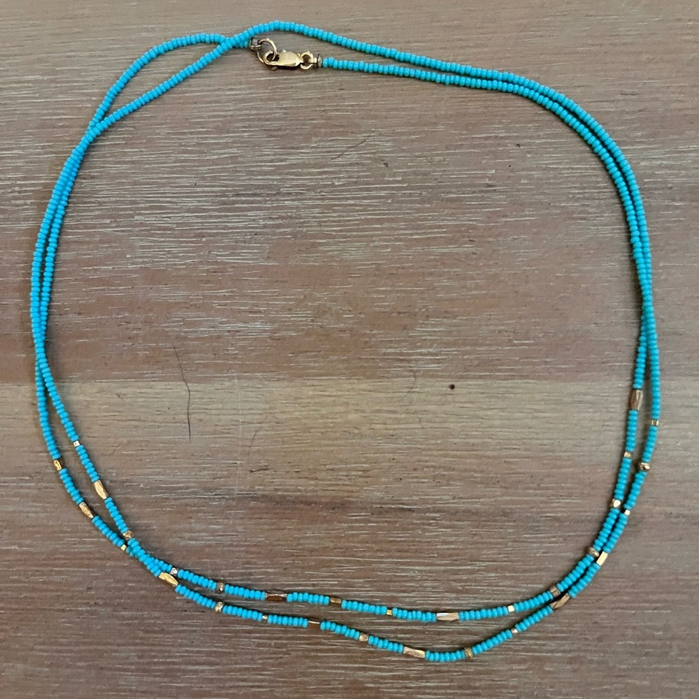 Turquoise seed beaded necklace